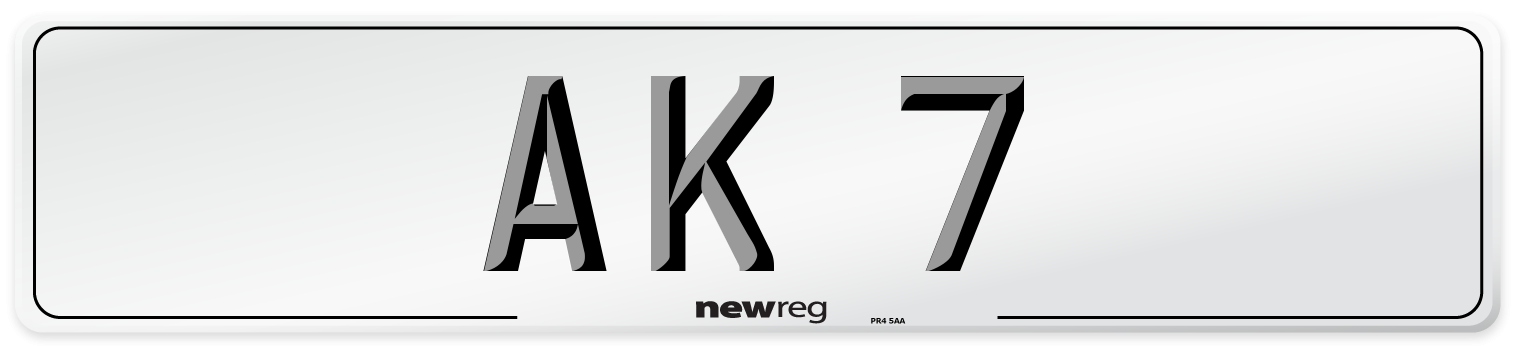 AK 7 Number Plate from New Reg